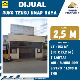 DIJUAL RUKO 2 LANTAI JALAN POROS TEUKU UMAR RAYA AREA RAMAI