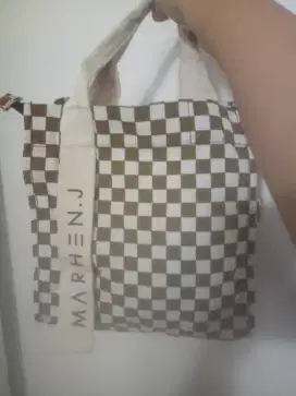 Dijual Tote bag/SlingBag kanvas motif kotak-kotak