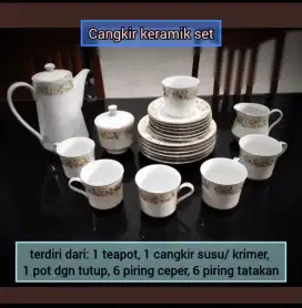 BORONG 4 set cangkir keramik antik Kuno vintage kondisi blm dipakai