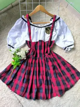 Baju atasan cewek / gingham dress idol / dress wanita / seifuku