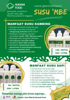 Susu murni kambing dan sapi