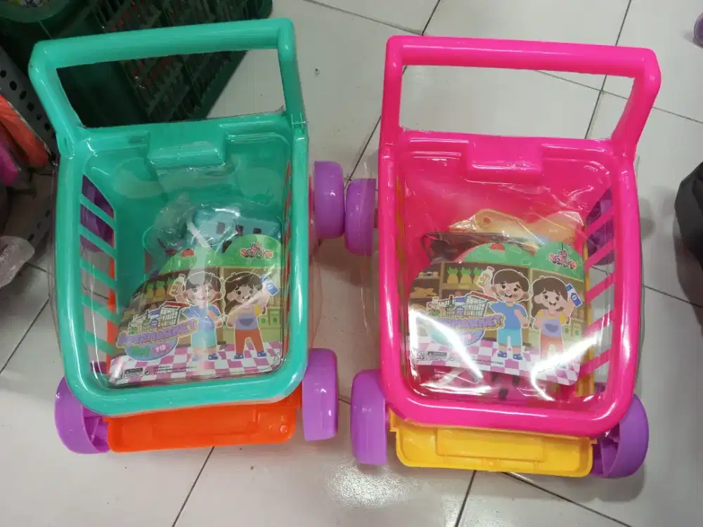 Mainan anak troli supermarket set