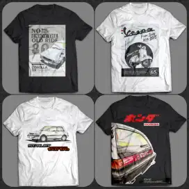 Kaos tema otomotif desain gambar tangan