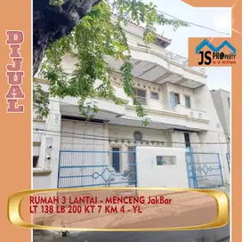 DIJUAL RUMAH 3 LANTAI - MENCENG JakBar - YL