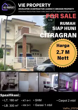 DIJUAL MURAAH, RUMAH CANTIK DI CITRA GRAN CIBUBUR