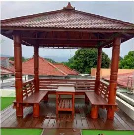 gazebo bangko kayu mahoni