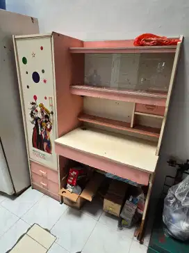 Meja Lemari Laci Belajar Anak Sailor Moon Pink