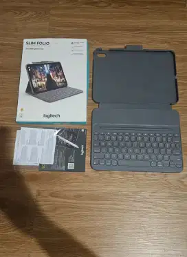 Keyboard Logitech Slim Folio for ipad 10 Fullset lengkap original