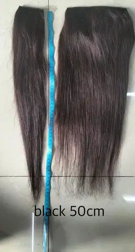 Hairclip rambut asli 100% black 50cm