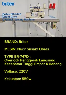 JUAL CEPAT MESIN NECI/ SIRSAK DAN OBRAS 4 BENANG.