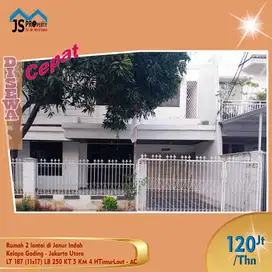 DISEWAKAN Rumah 2 lantai di Janur Indah Klp Gading Jakarta Utara - AC