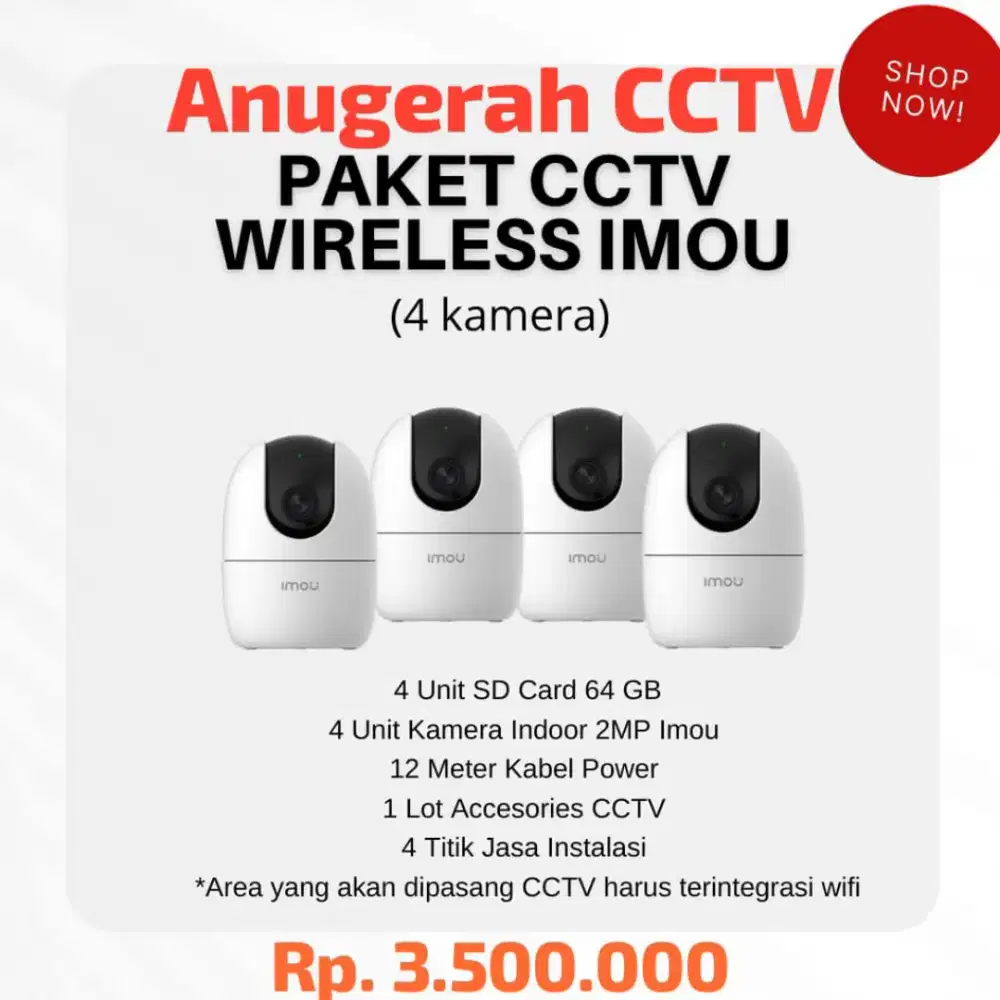 Paket 4 kamera wifi sudah termasuk pemasangan
