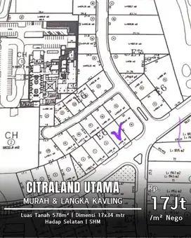Dijual Tanah Kavling Murah Langka Raya Bukit Golf Blok E Citraland