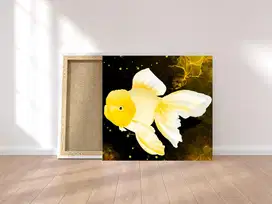 Lukisan Kanvas Cetak HD Digital Painting Ikan Mas Oranda