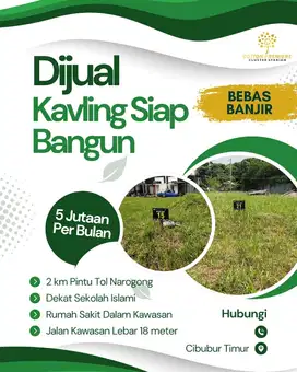 JUAL KAVLING SIAP BANGUN DALAM KAWASAN PERUMAHAN CIBUBUR TIMUR