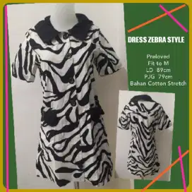 Dress Midi Zebra Black White