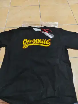 Kaos off white hitam Kuning X