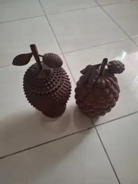 Jual pajangan tempat permen kayu jati sepasang