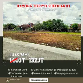 Kavling SHM Di Toriyo Sukoharjo Cashback Jutaan Free Pajak BBN