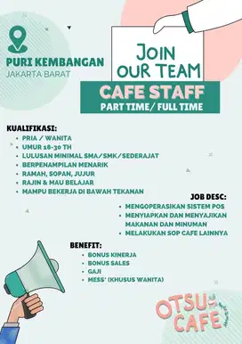 DICARI STAFF CAFE (Part/Full Time) Fresh Grad welcome