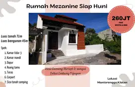 Rumah mezanine Manisrenggo siap huni