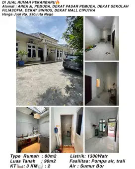 JUAL RUMAH AREA JL PEMUDA DEKAT PASAR DAN SEKOLAH SIN ROS DAN MALL CS