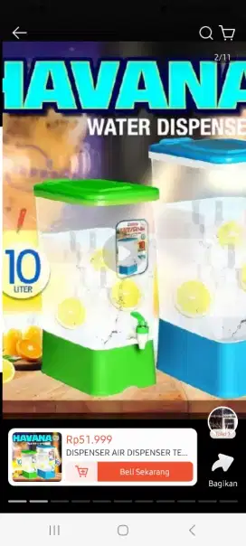 Jual Water Dispenser 10 Liter. Havana warna biru