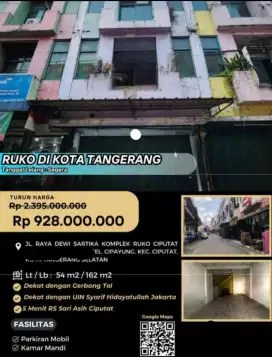 Dijual Ruko Dewi Sartika Komplek Ruko Ciputat