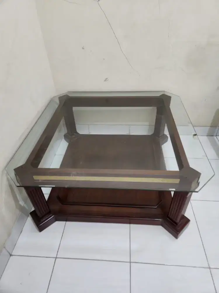 Meja tamu jati+kaca tebal