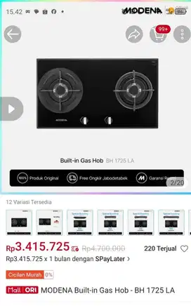Kompor tanam Modena
