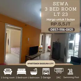 3BR sewa full furnished /bln apartemen bassura city