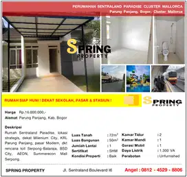 Rumah Murah Sentraland Paradise Siap Huni Stasiun Parung Panjang Bogor