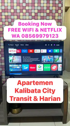 Sewa HARIAN & TRANSIT 3/4/6 jam apartemen kalibata city Free NETFLIX