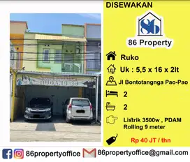 DISEWAKAN Ruko bontotangnga dkt jl hertasning baru pao pao