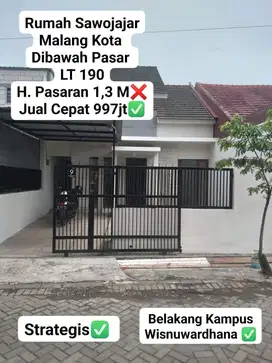 DIJUAL MURAH RUMAH  JALAN SIMPANG WISNUWARDHANA, SAWOJAJAR,KOTA MALANG