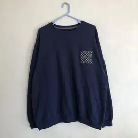 Sashiko patch crewneck navy fruit of the loom