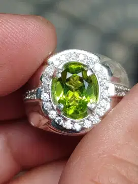 Batu peridot burma 1.81 carat ring perak memo MRI colector item
