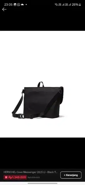 Herschel cove messenger (22,5L) - Black Tonal