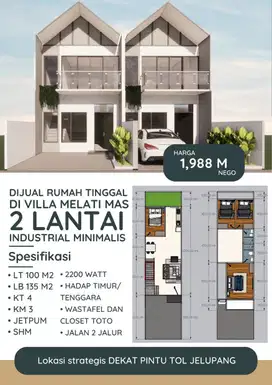Rumah Dijual Di Villa Melati Mas 2 Lantai Baru Minimalis Modern