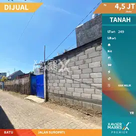 Dijual Tanah Dekat Tempat Wisata di Jl Suropati Batu Malang