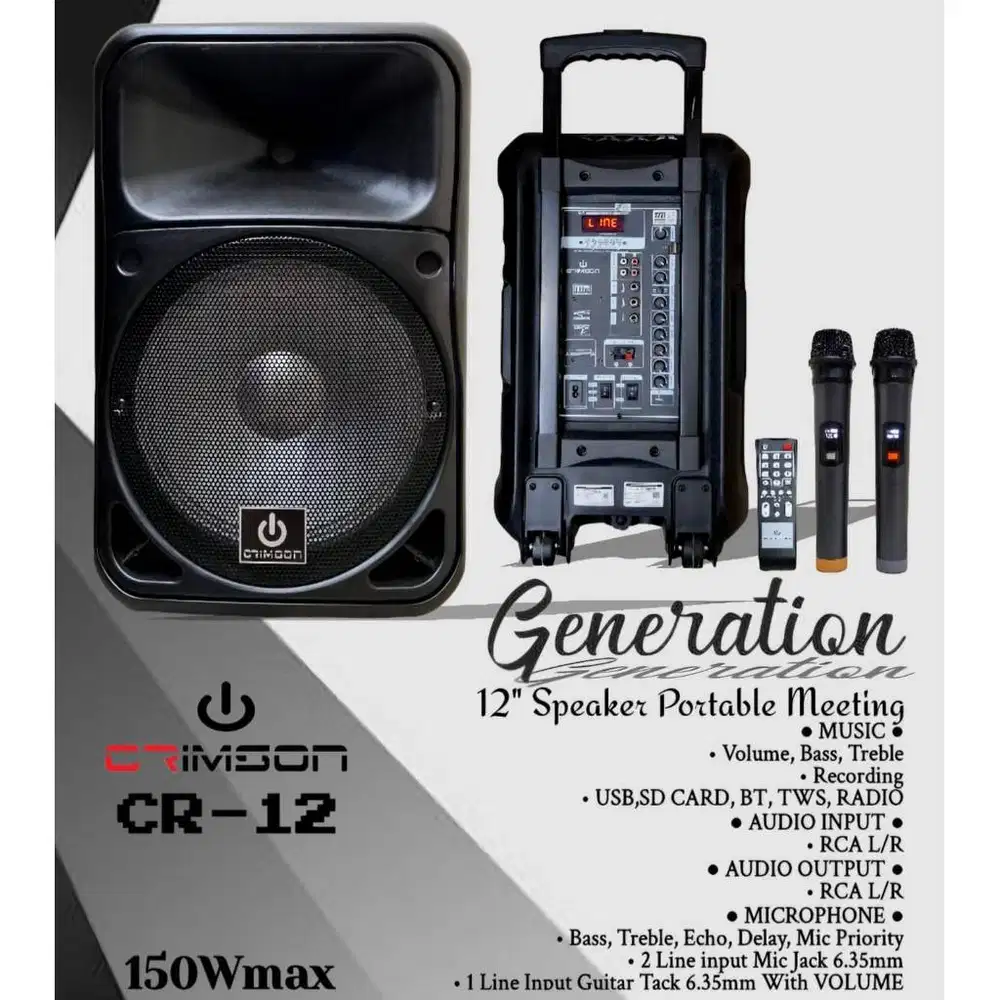 Speaker Portable Meeting Wireless Karaoke Crimson CR12 Generation