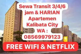 Apartemen sewa HARIAN & TRANSIT 3/4/6 jam free Netflix Kalibata City