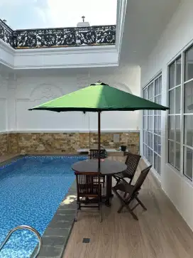 Payung taman bahan kayu jati lengkap . Ready stok Palembang. Bisa cod
