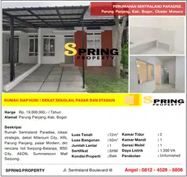 Rumah Murah Sentraland Paradise Siap Huni Stasiun Parung Panjang Bogor