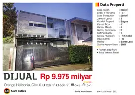 Dijual Rumah Mewah SHM di Orange Heliconia Citra 6 Jakarta Barat