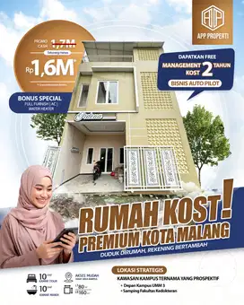 Rumah Kos 10 KT & 10 KM Depan Kampus UMM Kota Malang