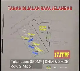 ANA TANAH LT 859M DI JALAN RAYA JELAMBAR