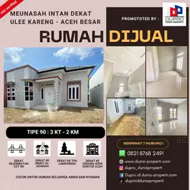 Rumah Minimalis tipe 90 diMeunasah Intan dekat Ulee Kareng - Siap Huni
