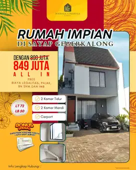 Rumah 800 jutaan di ciwaruga atas dekat gegerkalong dan setrasari shm