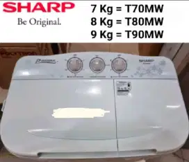 MESIN CUCI SHARP 2 TABUNG 9KG ES-T90MW-BK
